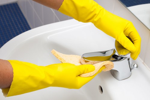 Close-up of fabric care during curtain cleaning in Tooting Bec